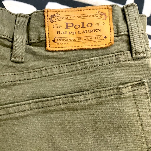 Men’s POLO RALPH LAUREN jeans olive green The Varick Slim Straight 40x30 - Picture 2 of 5